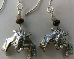 Animal Safari Silver Filled Bat Earrings