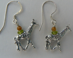 Animal Safari Silver Filled Giraffe Earrings